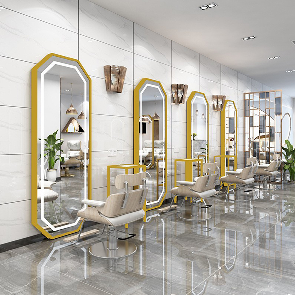 Miroirs De Salon De Coiffure Designs Or Led Miroir De Salon Miroir De Salon Et Chaises