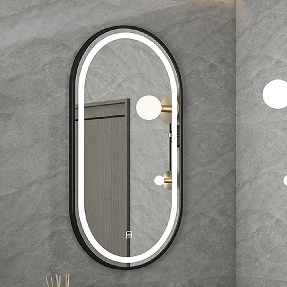 Miroir cosmétique de cadre en aluminium de mur de tenture de mur de miroir d'articles de toilette de salle de bains menée