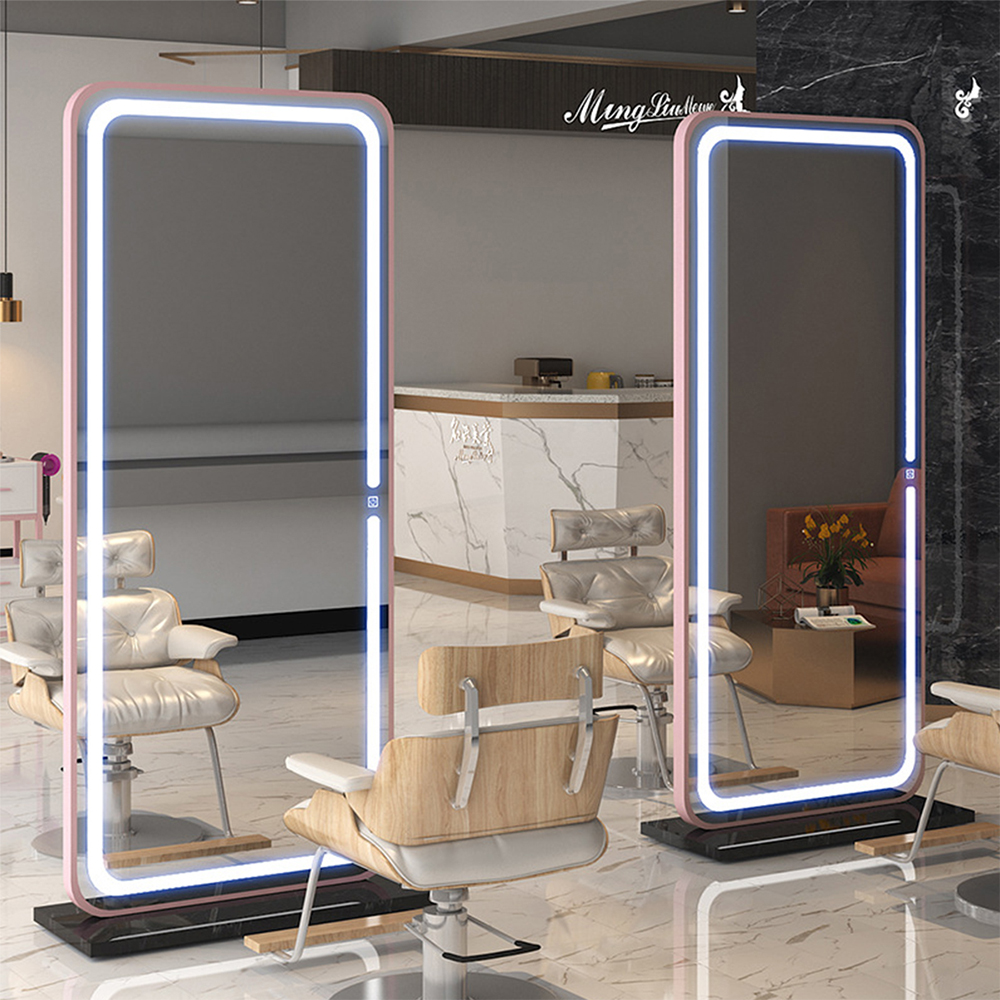 Miroir à cadre en aluminium Dressing Corps complet Led Miroir complet dans la chambre à coucher avec miroir debout éclairé par lumière LED