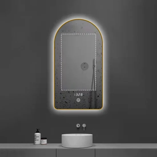 Miroir de salon de coiffure avec lumière LED, avec différentes lumières, station de sol miroir double face