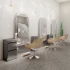 Miroir de salon de coiffure avec lumière LED, avec différentes lumières, station de sol miroir double face