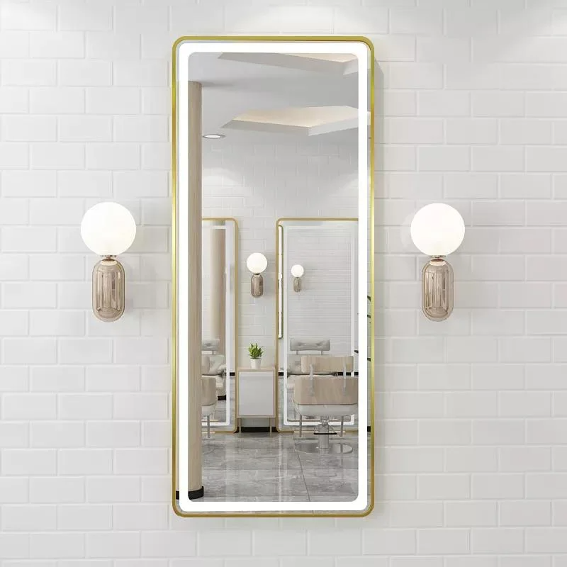 Grand miroir pleine longueur de salon personnalisé avec miroir long suspendu au mur à lumière LED pour miroir de corps pleine grandeur éclairé de chambre à coucher