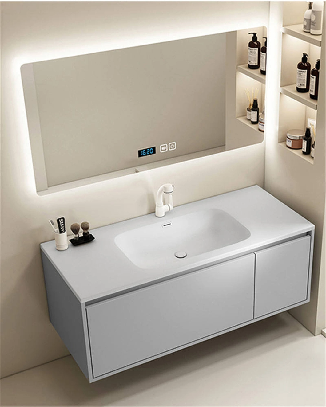 2023 nouveau Design salle de bain armoire miroir salle de bain vanité américain bois luxe salle de bain ensemble d'armoires