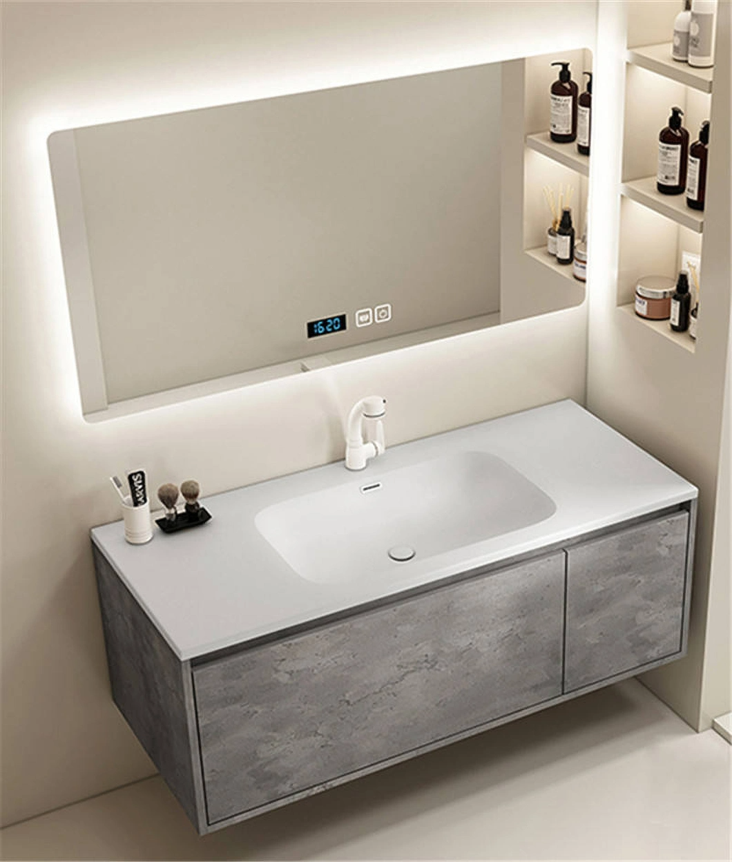 2023 nouveau Design salle de bain armoire miroir salle de bain vanité américain bois luxe salle de bain ensemble d'armoires