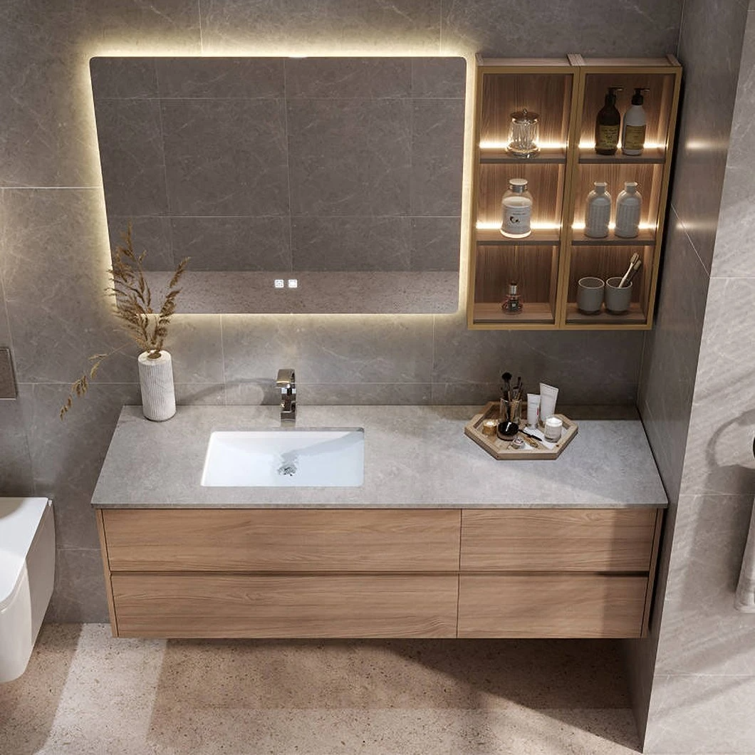 Ensemble de vanité de salle de bain bon marché personnalisé en usine LED armoire de salle de bain en bois étanche miroir LED armoire de miroir intelligente