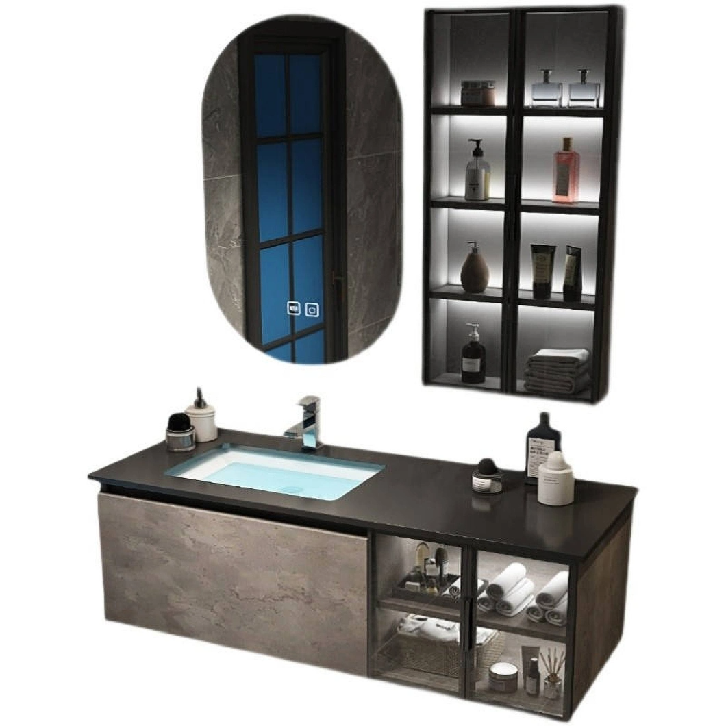 Armoire de rangement étanche en pierre d'angle de haute qualité armoire de bassin en verre pour salle de bain avec armoire à miroir intelligente