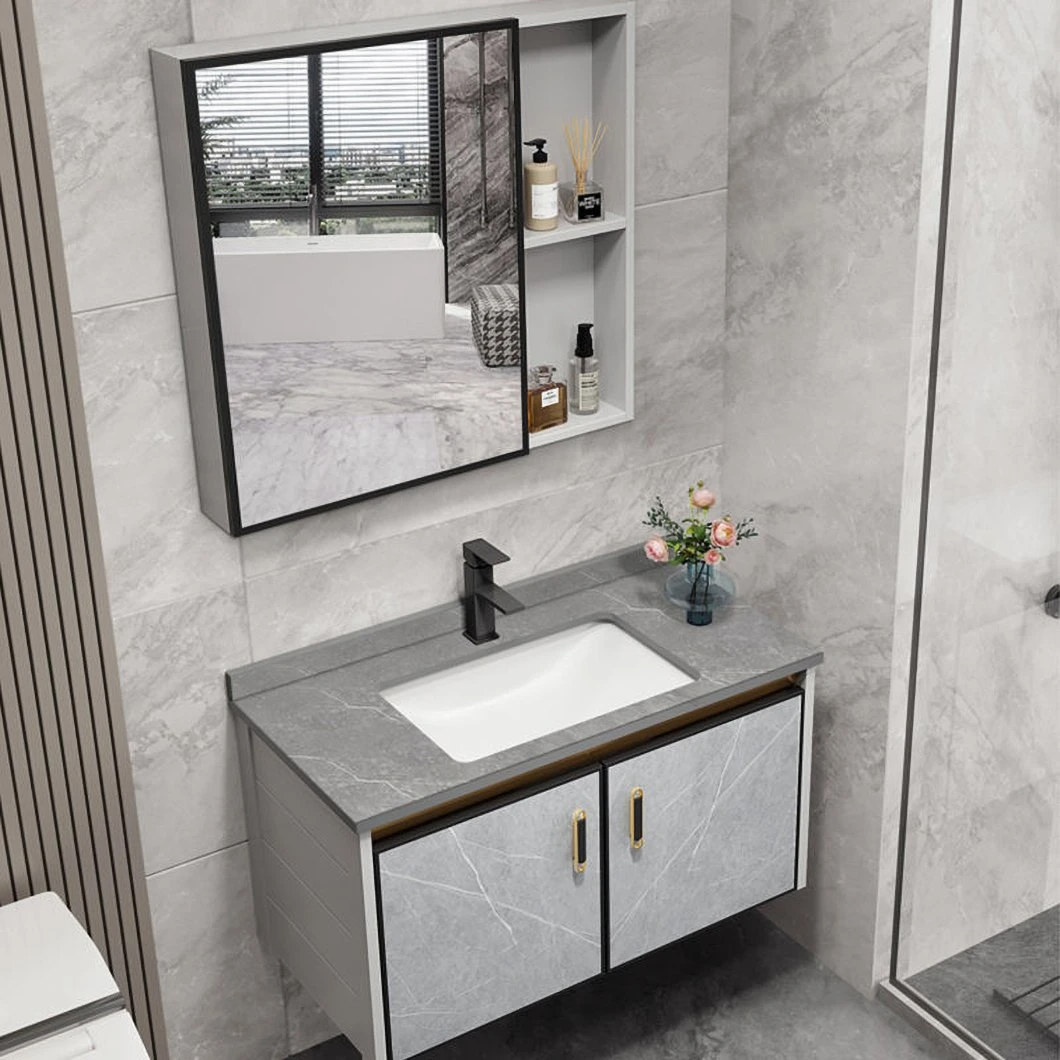 Armoire de rangement étanche d'angle moderne salle de bain vanité en bois massif Mini petite armoire de salle de bain