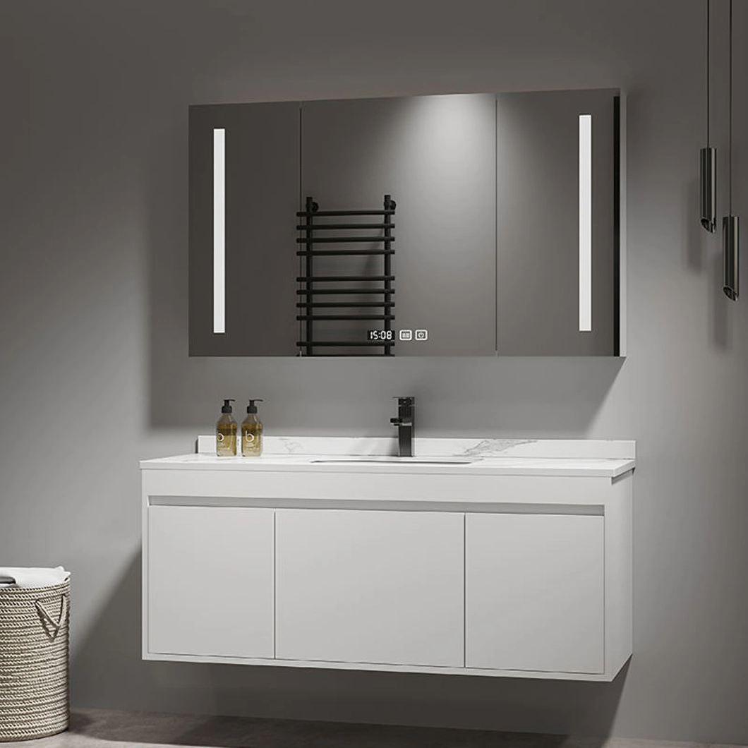 Armoire de toilette et de toilette en bois massif moderne, coin de salle de bain noir, armoire de salle de bain de luxe avec armoire à miroir