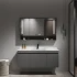 Armoire de toilette et de toilette en bois massif moderne, coin de salle de bain noir, armoire de salle de bain de luxe avec armoire à miroir