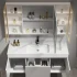 Armoire de toilette et de toilette en bois massif moderne, coin de salle de bain noir, armoire de salle de bain de luxe avec armoire à miroir