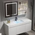 Armoire de toilette et de toilette en bois massif moderne, coin de salle de bain noir, armoire de salle de bain de luxe avec armoire à miroir