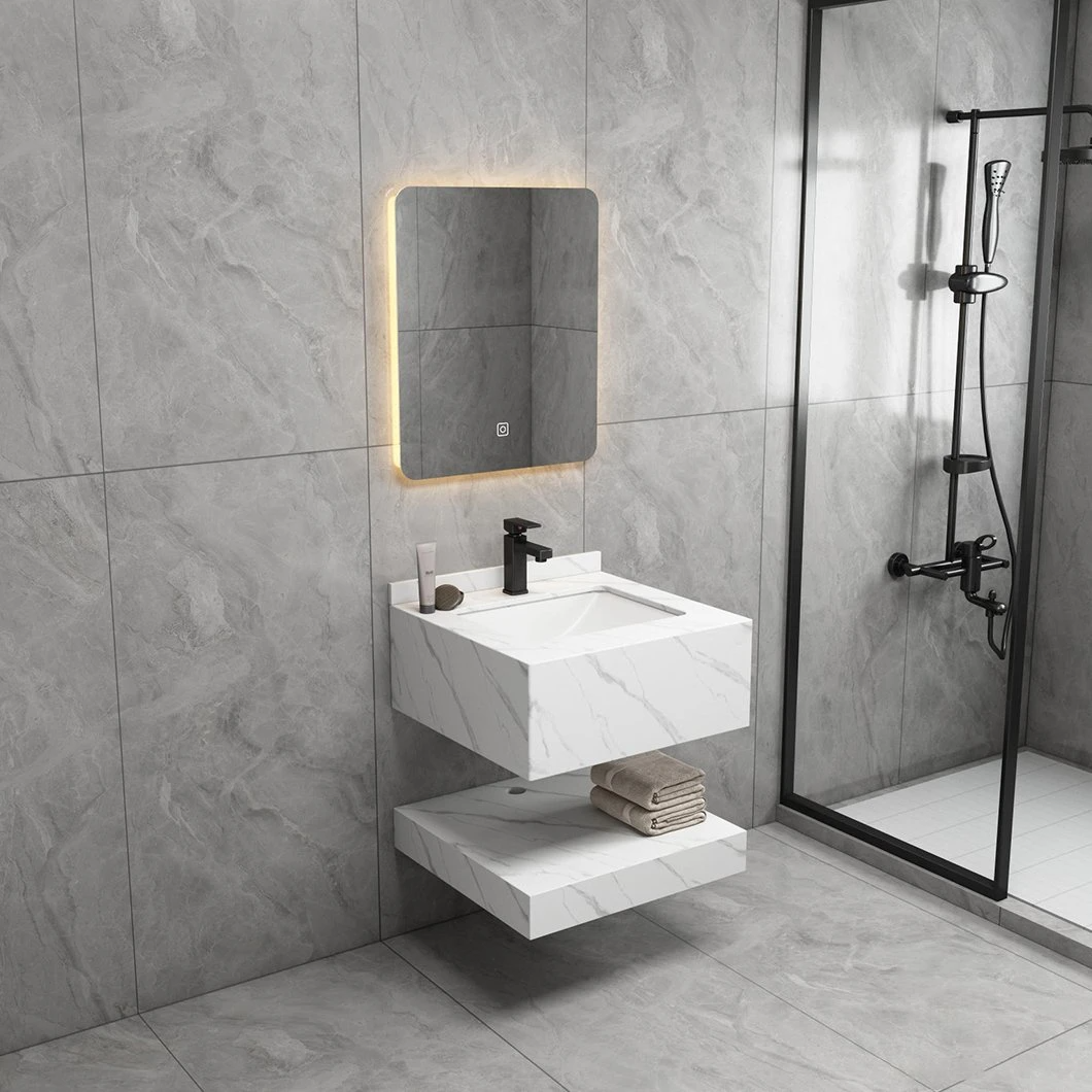 Organisateur d'angle en marbre moderne Ensemble de vanité de salle de bain Vanité de salle de bain Armoire de salle de bain étanche