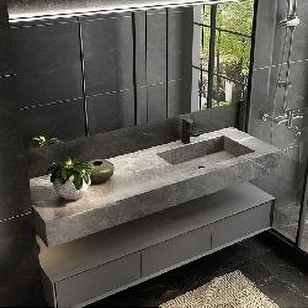 Équipement de salle de bain Tiroir de rangement Luxe en bois massif et marbre de Carrare Laque blanche Vanité de salle de bain Armoire de lavabo étanche