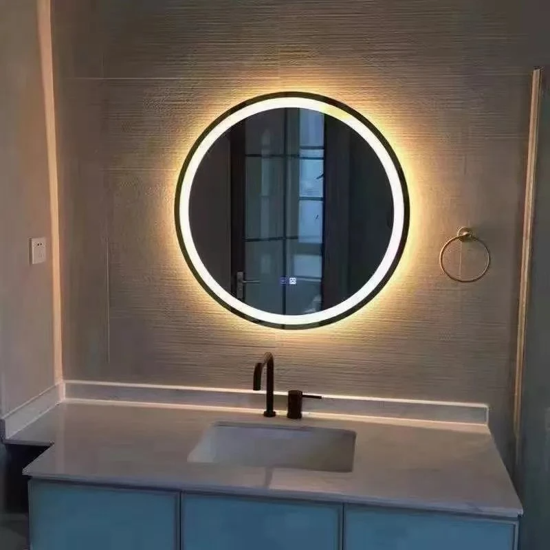 Cercle Toilette Arche Chinoise Ronde LED Miroirs Décor Mur Grand Autocollants Pleine Longueur Mur dans la Salle de Bain avec Lumière LED Miroir de Vanité