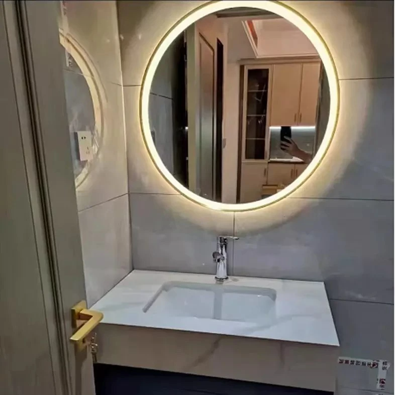 Cercle Toilette Arche Chinoise Ronde LED Miroirs Décor Mur Grand Autocollants Pleine Longueur Mur dans la Salle de Bain avec Lumière LED Miroir de Vanité