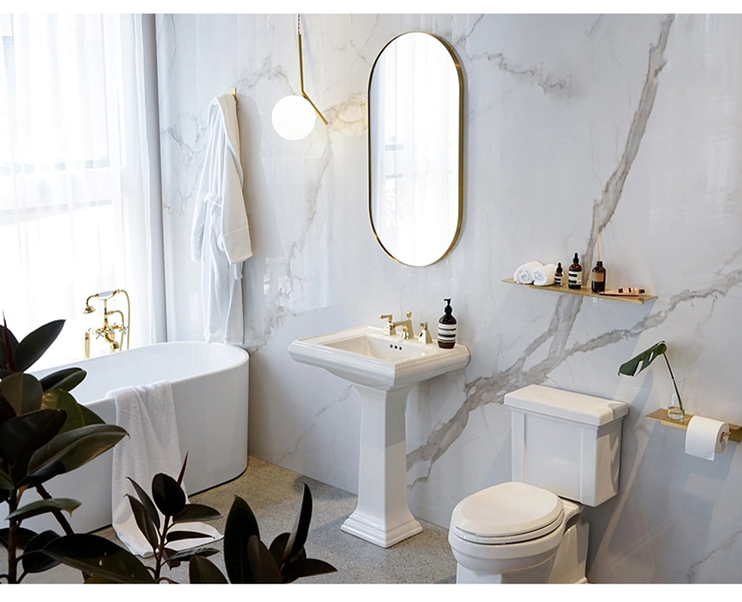 Miroir de courtoisie fixé au mur de salle de bains ovale en verre de maquillage simple face en métal adapté aux besoins du client