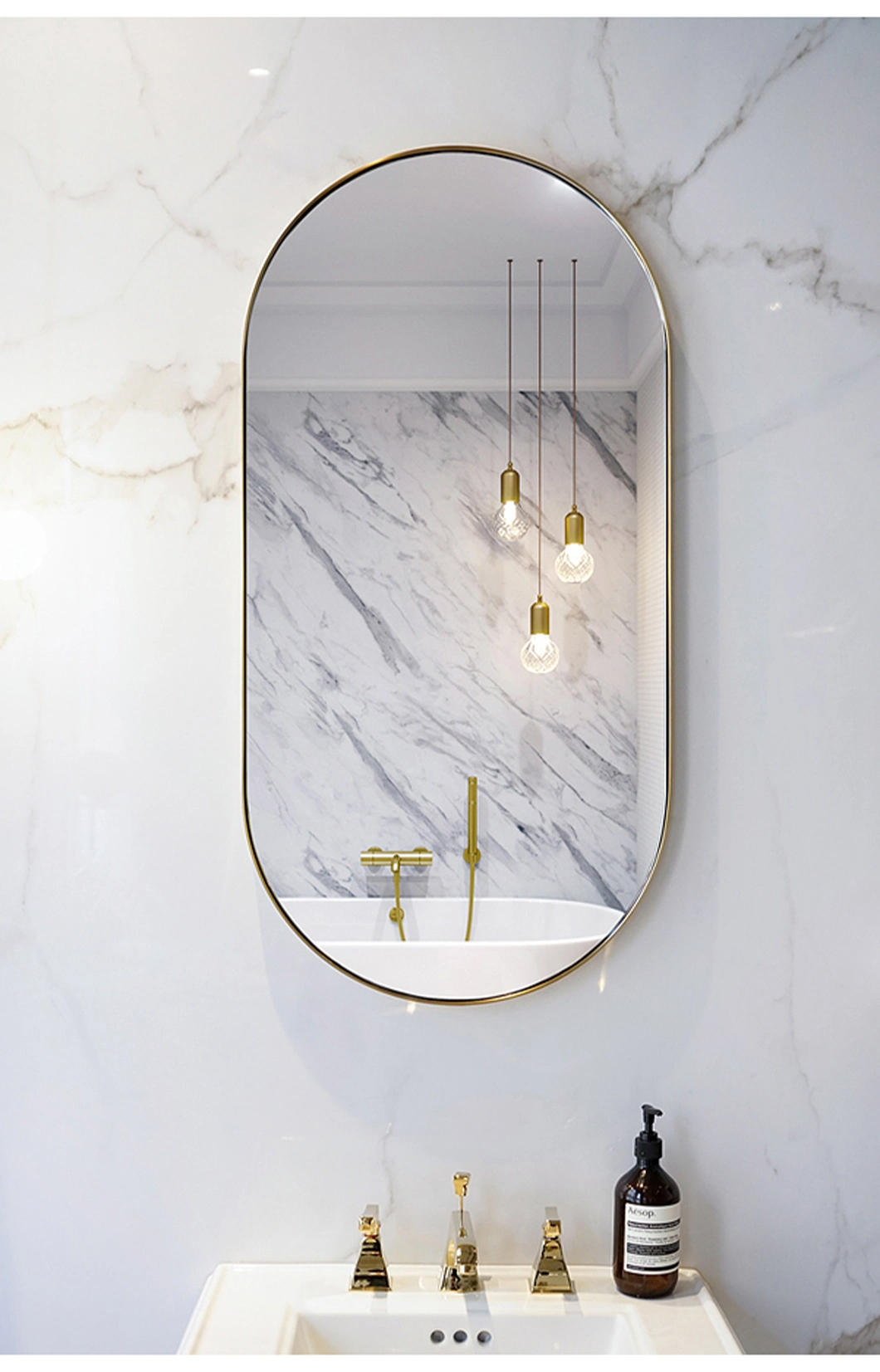 Miroirs de salle de bain fantaisie en métal de maquillage mural à la mode miroir en verre miroir pleine longueur