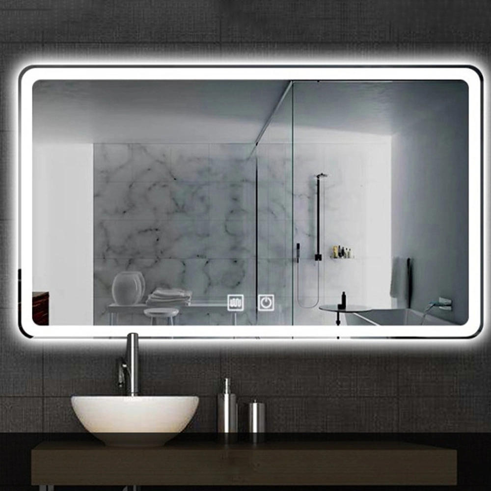 Usine en gros capteur tactile maison décoration murale meubles de salon mural maquillage LED Smart Home LED miroir de salle de bain avec désembuage et haut-parleur Bluetooth