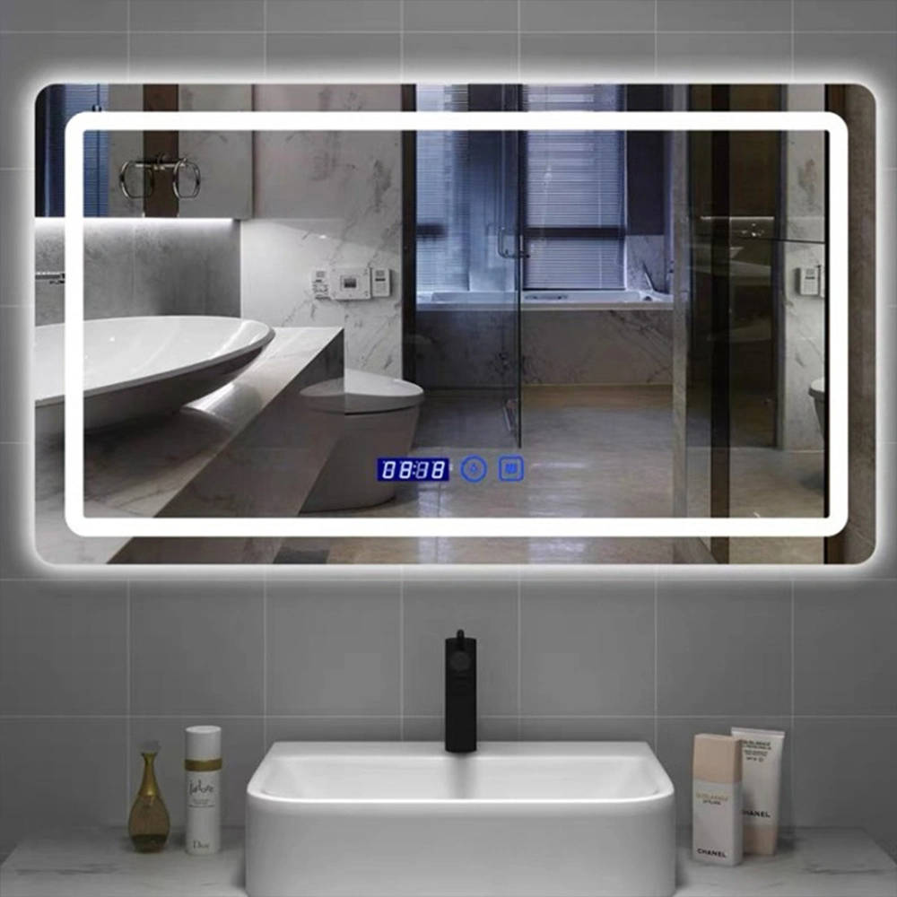 Usine en gros capteur tactile maison décoration murale meubles de salon mural maquillage LED Smart Home LED miroir de salle de bain avec désembuage et haut-parleur Bluetooth