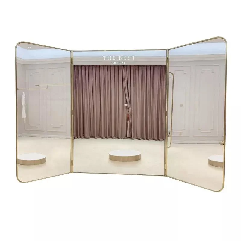 Usine de gros miroir debout de luxe grand miroir de sol carré rond miroir pleine longueur pour boutique de mariage