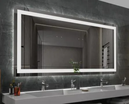 Usine en gros capteur tactile maison décoration murale meubles de salon mural maquillage LED Smart Home LED miroir de salle de bain avec désembuage et haut-parleur Bluetooth