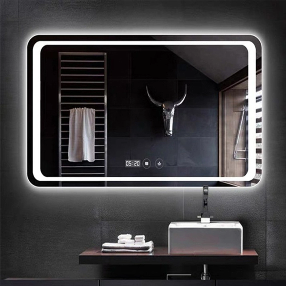 Usine en gros capteur tactile maison décoration murale meubles de salon mural maquillage LED Smart Home LED miroir de salle de bain avec désembuage et haut-parleur Bluetooth
