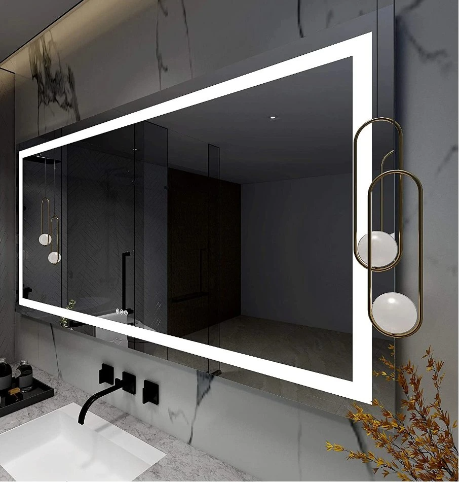 Usine en gros capteur tactile maison décoration murale meubles de salon mural maquillage LED Smart Home LED miroir de salle de bain avec désembuage et haut-parleur Bluetooth