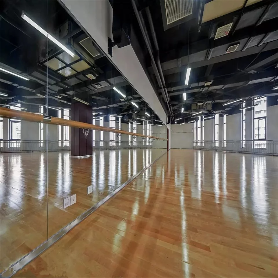 Grands miroirs muraux de salle de sport de studio de danse de film de sécurité de taille adaptée aux besoins du client sans cadre
