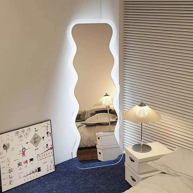 Nordic Household Wave Mirror Girl Fitting Mirror Ins Miroir pleine longueur en acrylique de forme spéciale