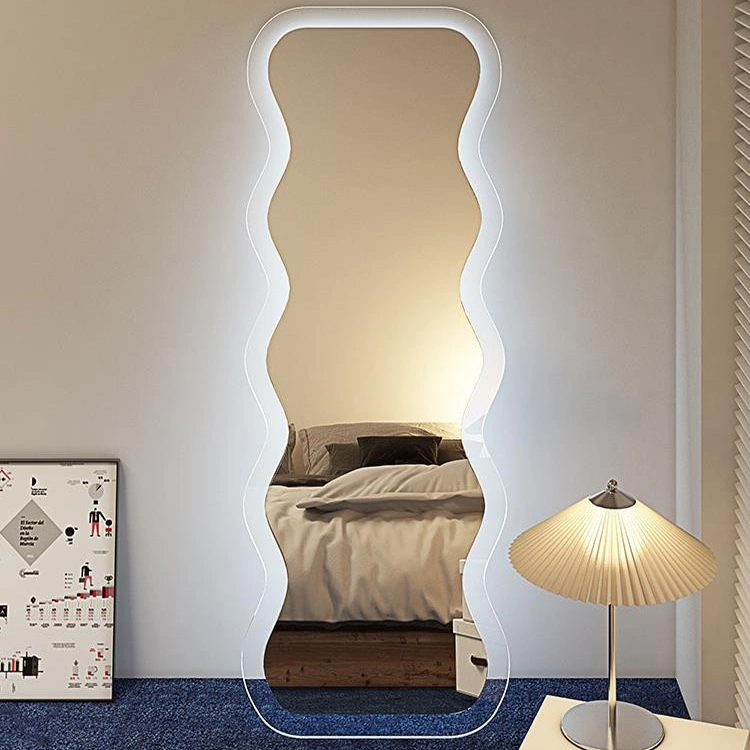 Nordic Household Wave Mirror Girl Fitting Mirror Ins Miroir pleine longueur en acrylique de forme spéciale