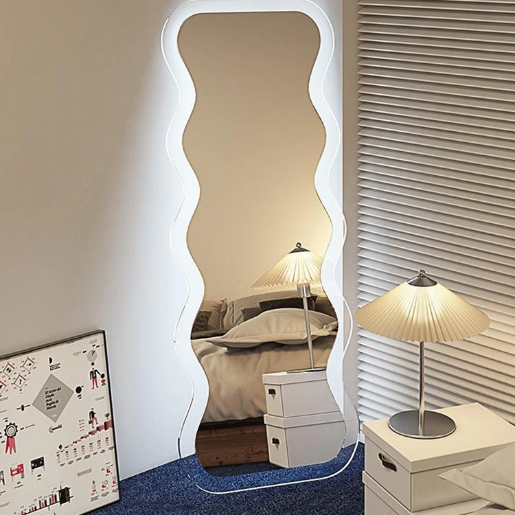 Nordic Household Wave Mirror Girl Fitting Mirror Ins Miroir pleine longueur en acrylique de forme spéciale
