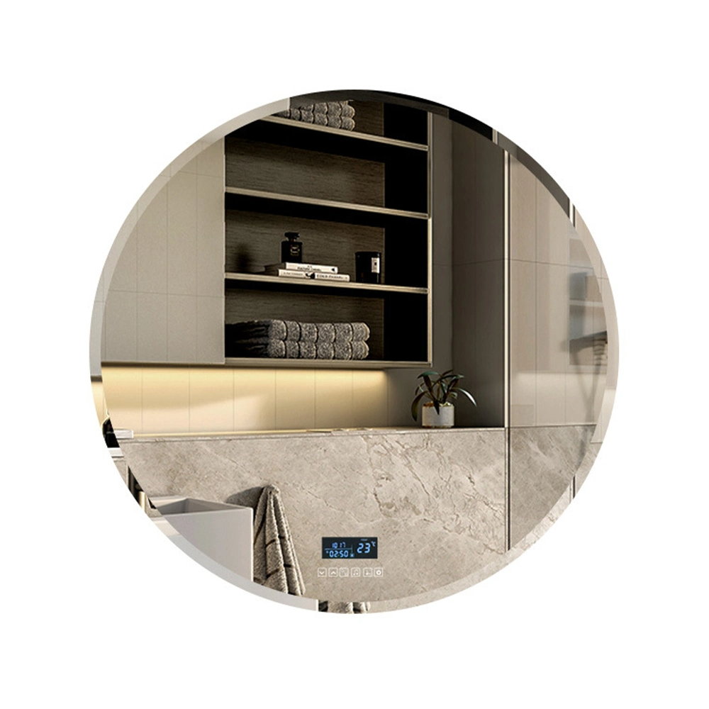 Miroir circulaire mural décoratif rond de 24 po avec perles de lavage blanches