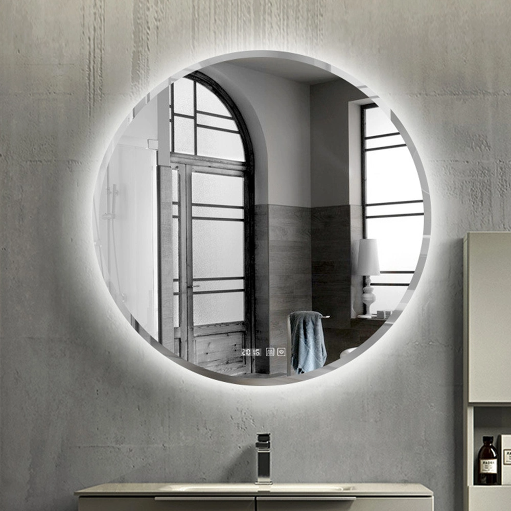 Hutton Miroir d'appoint rond avec cadre en bois/diamètre 30