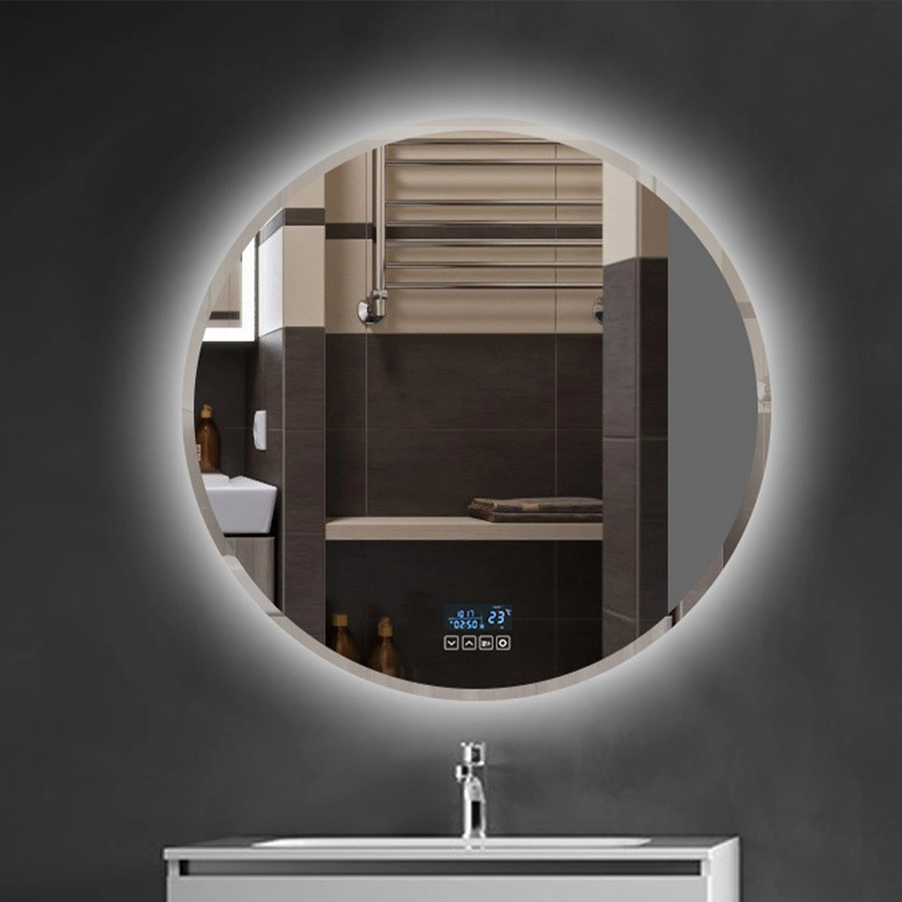 Hutton Miroir d'appoint rond avec cadre en bois/diamètre 30