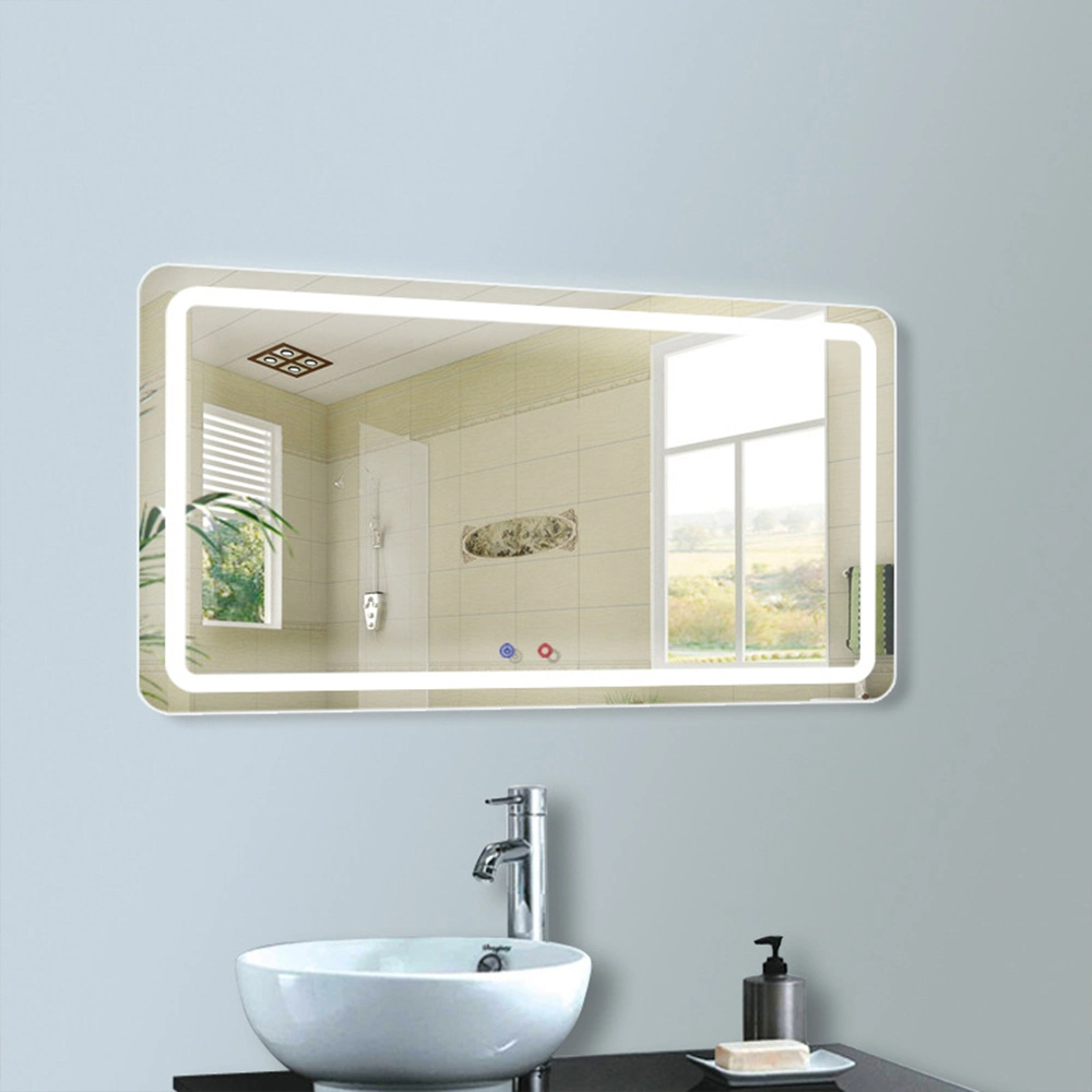 Miroir de lavabo intelligent décoratif pour la maison de luxe LED salle de bain miroir de vanité en verre mural rétro-éclairé sans cadre