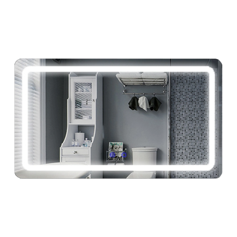Miroir de lavabo intelligent décoratif pour la maison de luxe LED salle de bain miroir de vanité en verre mural rétro-éclairé sans cadre