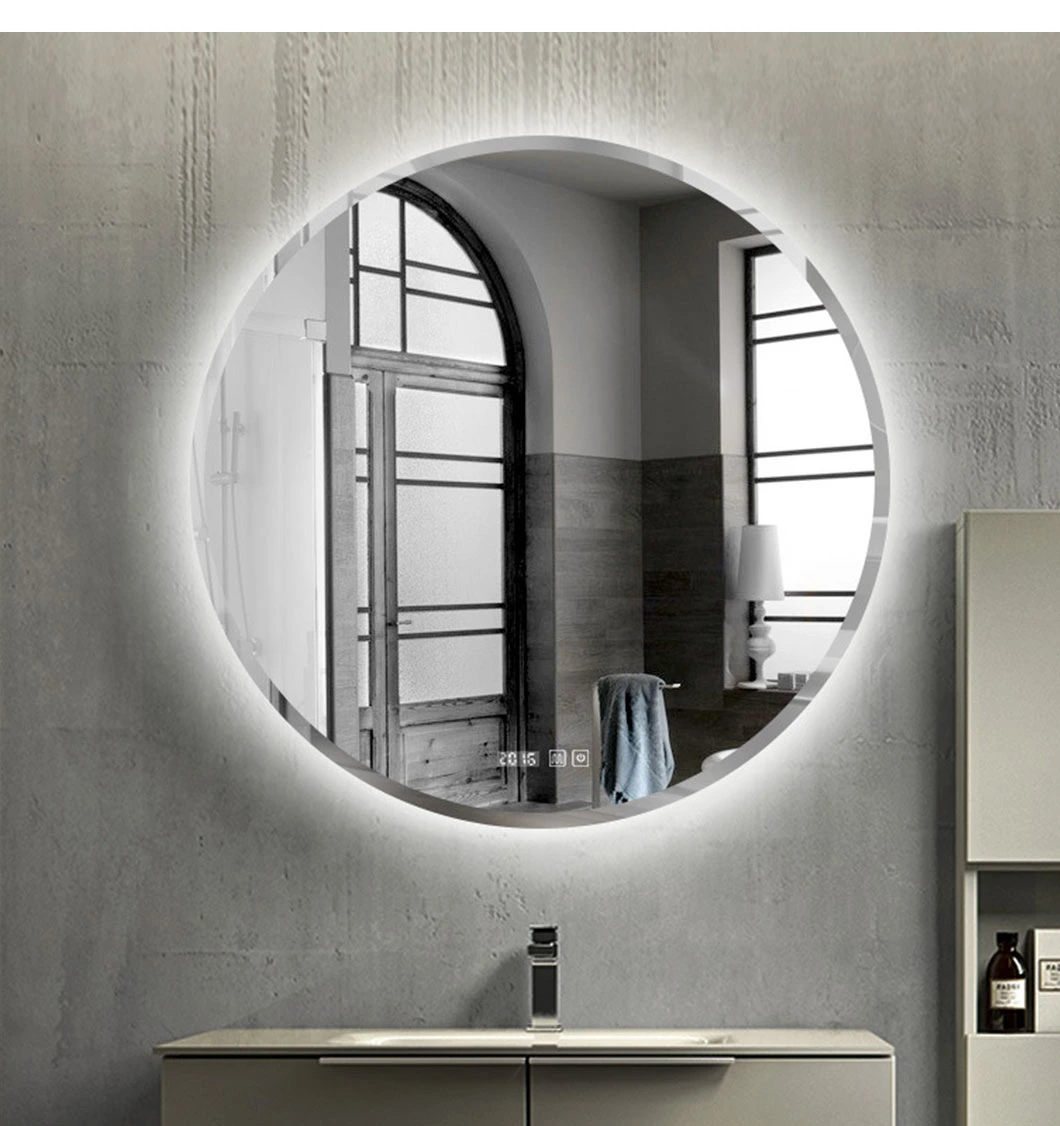 Manufacture Smart Salle de bains LED Illuminé Frameless Grand Miroir Miroir Mural Rond