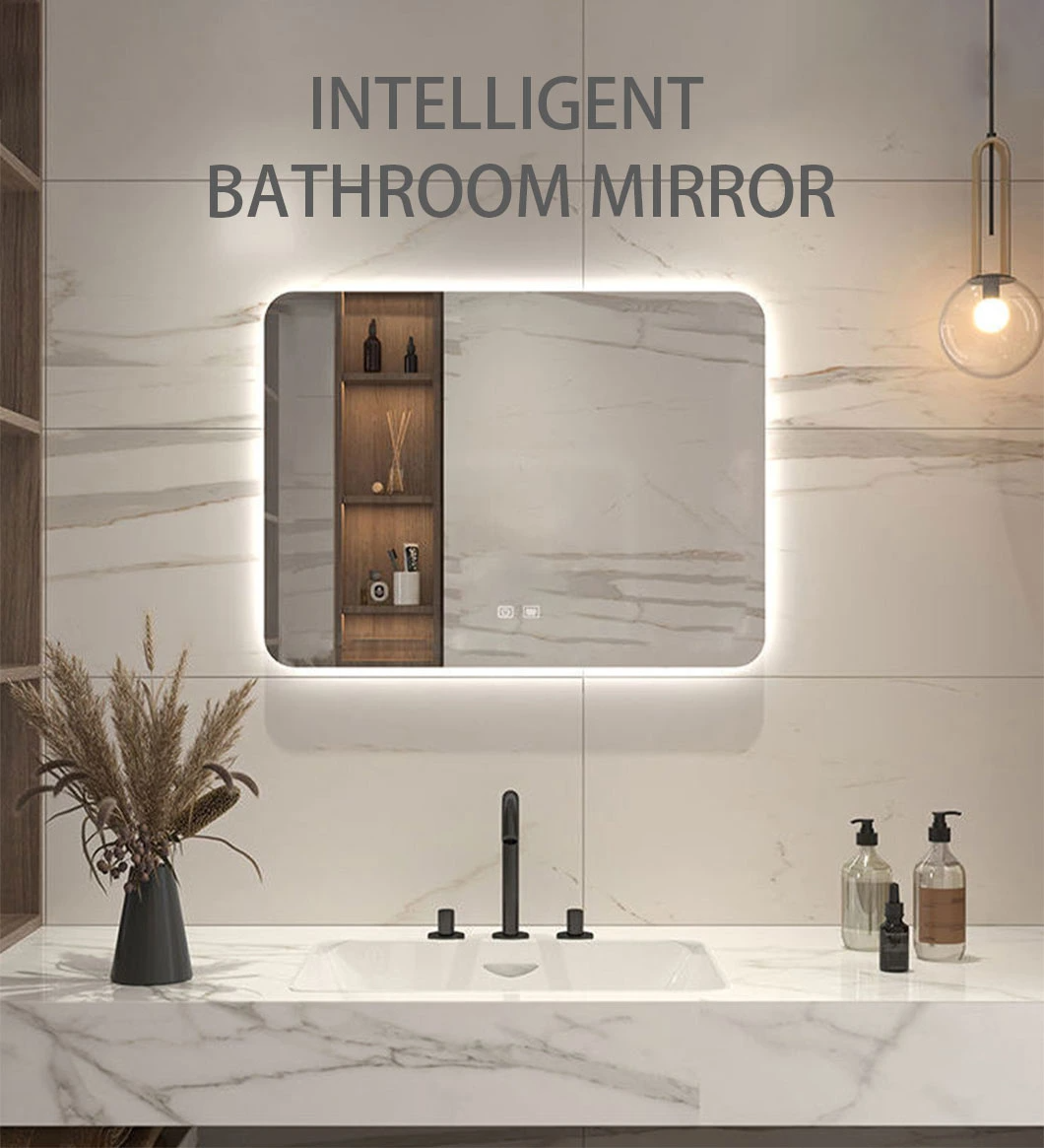 Miroir de courtoisie de salle de bains LED à piles en aluminium décoratif antirouille éclairé personnalisé