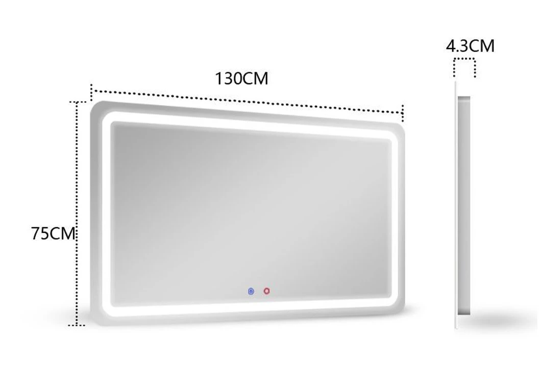 Miroir de courtoisie de salle de bains LED à piles en aluminium décoratif antirouille éclairé personnalisé