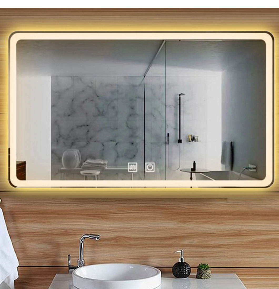 Miroir de courtoisie de salle de bains LED à piles en aluminium décoratif antirouille éclairé personnalisé