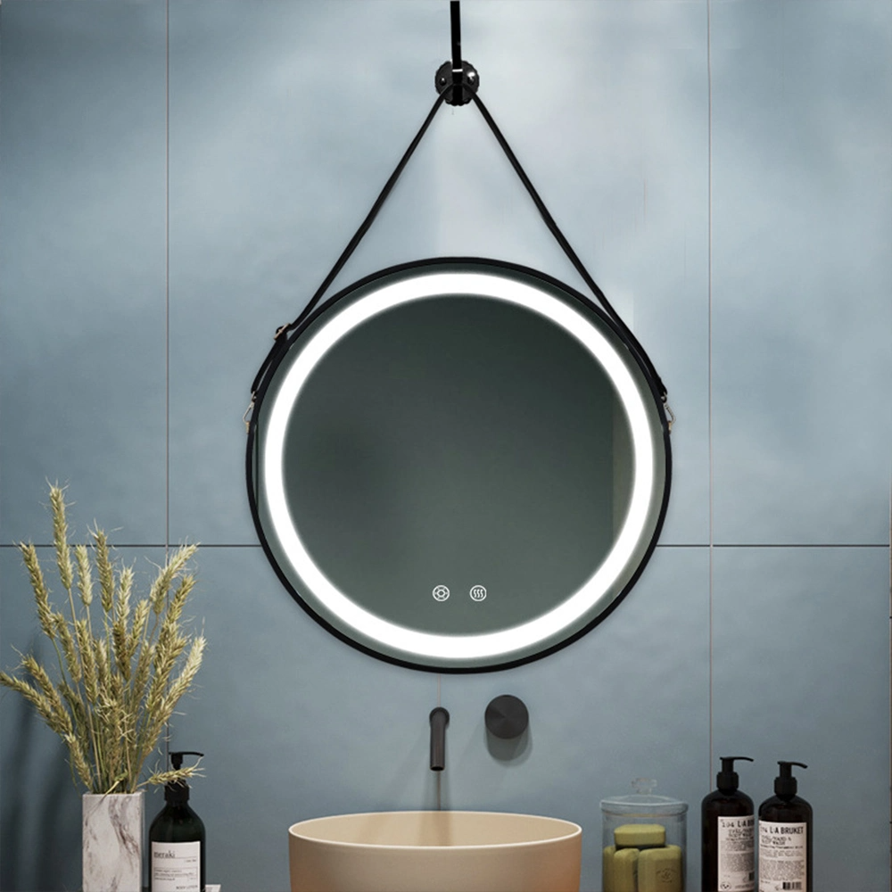 Gars offre spéciale miroir de salle de bain 60cm 80cm hôtel décoratif moderne mur rond anti-buée miroir de salle de bain avec LED