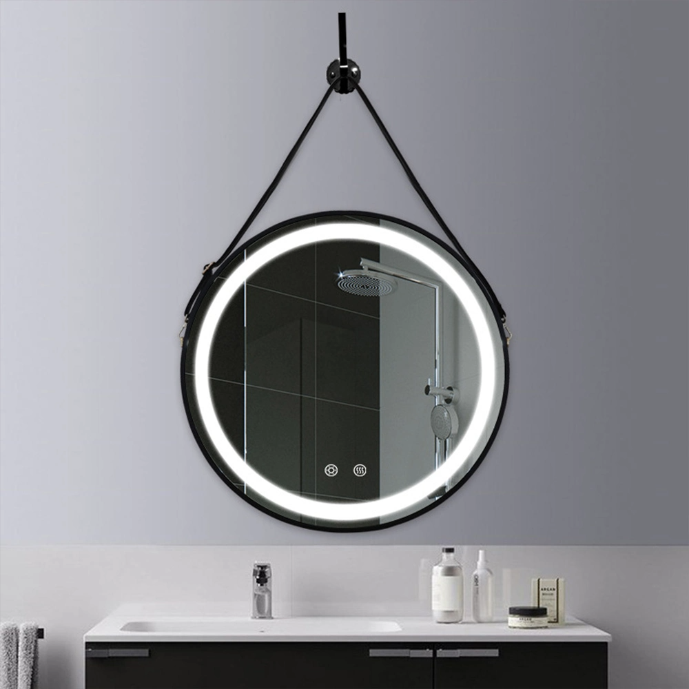 Gars offre spéciale miroir de salle de bain 60cm 80cm hôtel décoratif moderne mur rond anti-buée miroir de salle de bain avec LED