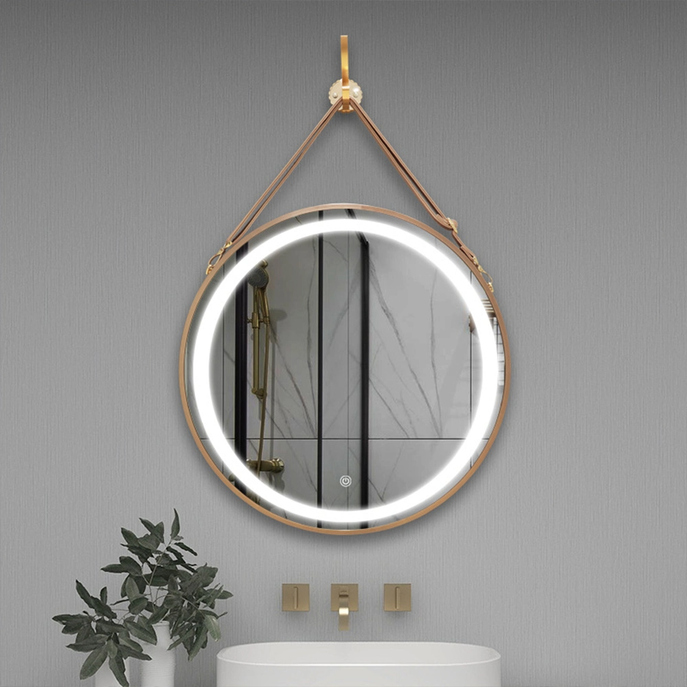 Gars offre spéciale miroir de salle de bain 60cm 80cm hôtel décoratif moderne mur rond anti-buée miroir de salle de bain avec LED