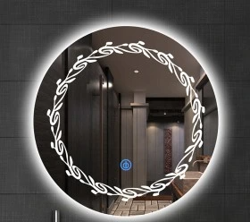 Miroir de salle de bain moderne du milieu du siècle, illuminé et antirouille de haute qualité