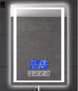 Miroir de salle de bain Bluetooth intelligent avec désembuage LED et horloge numérique