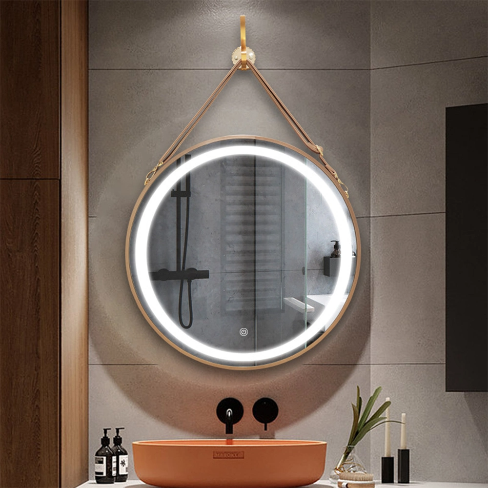 Miroir de courtoisie de salle de bain LED rétroéclairé rond avec lumière