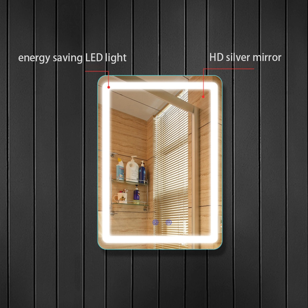 Commerce de gros de salle de bains Smart rétro-éclairé LED miroir de verre mural décoratif éclairé par des meubles de vanité