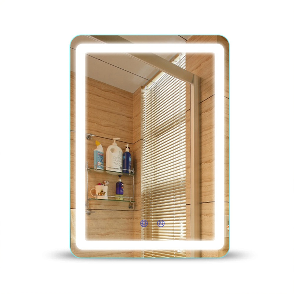 Commerce de gros de salle de bains Smart rétro-éclairé LED miroir de verre mural décoratif éclairé par des meubles de vanité