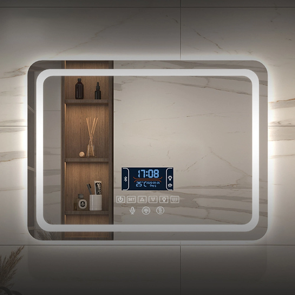 Mur d'usine Décoration de la maison Décoration Meubles de salon Maquillage Cosmétique Smart Lighted Illuminé Rétro-éclairé Vanity LED Miroir de salle de bain avec lumières Désembuage