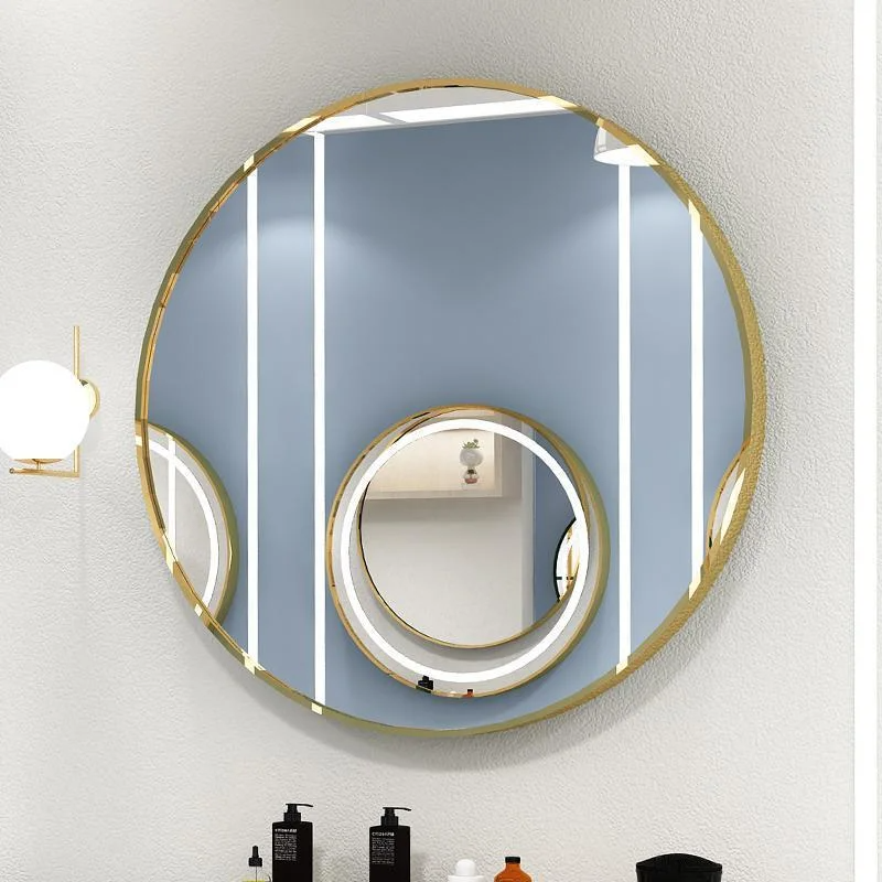 Barbershop Miroir de salon simple à deux côtés Salon de beauté avec armoire et table